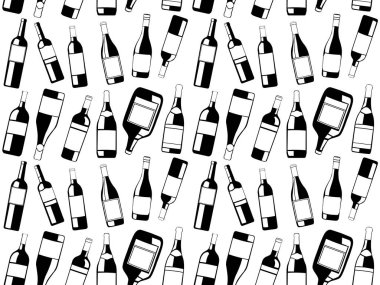 Şarap şişeleri set desen