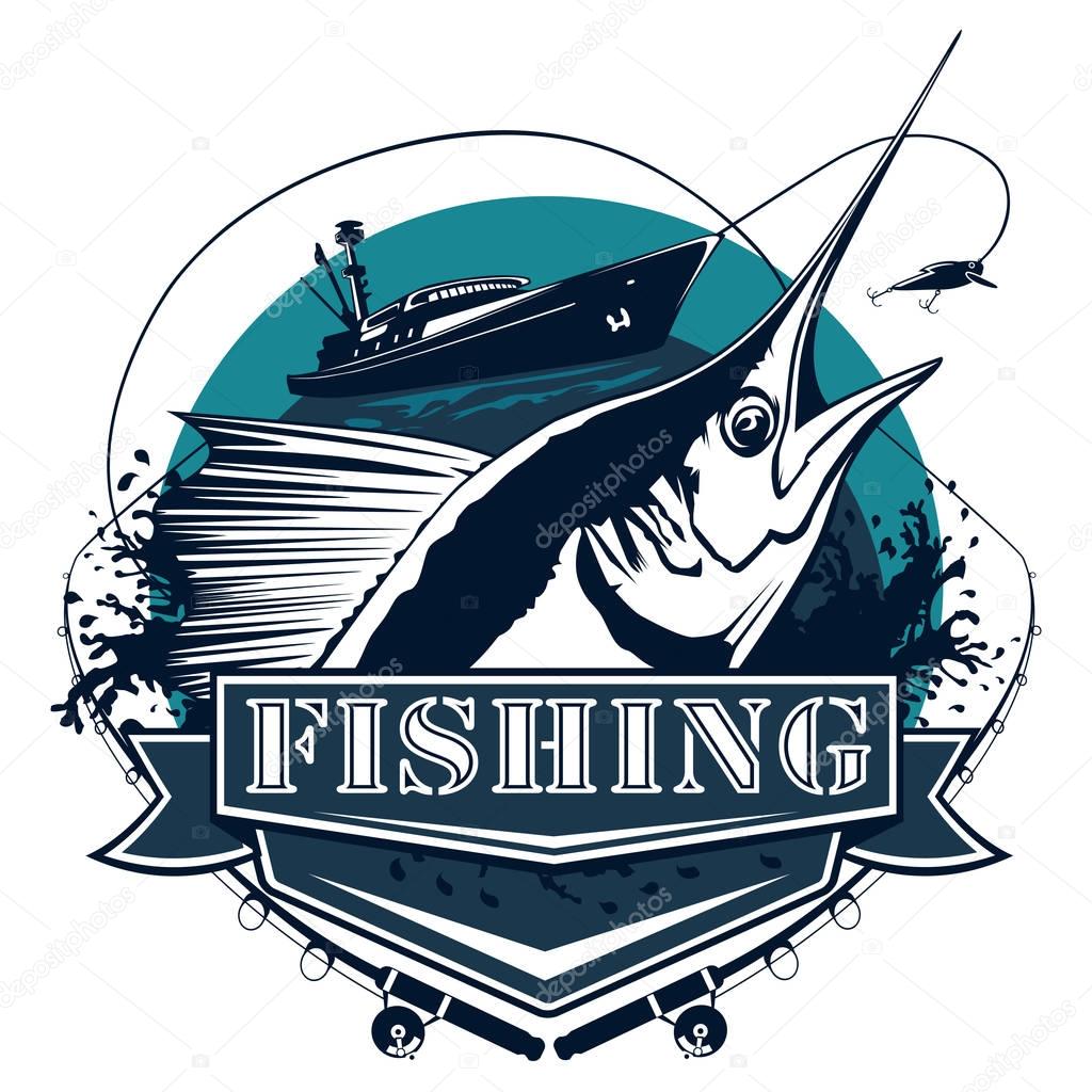 Marlin big fishing logo