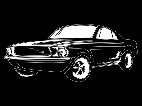 Muscle coche aislado en negro — Vector de stock