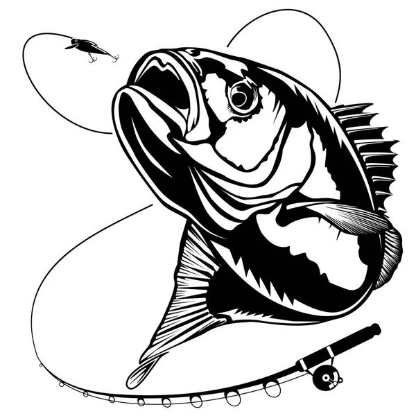 Nueva pesca baja con caña — Vector de stock