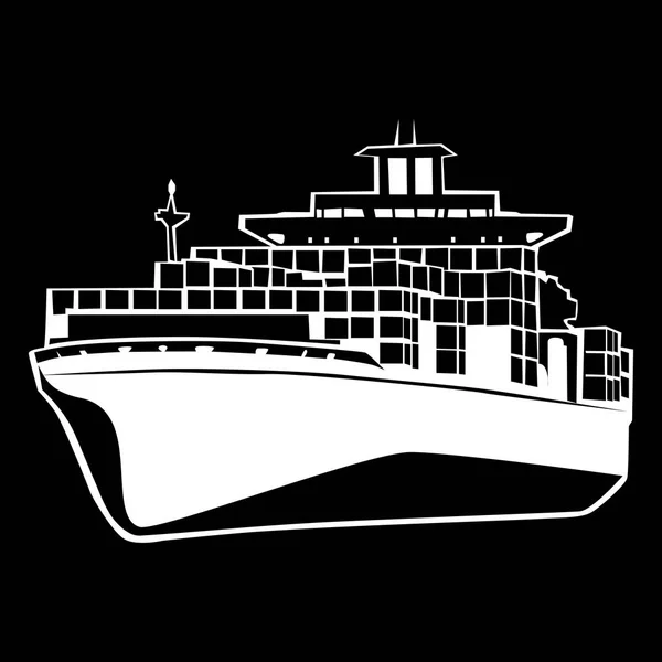 Shipping vessel isolated on black — Stock Vector