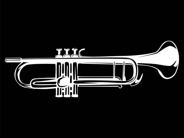 Siyah üzerine izole trompet — Stok Vektör