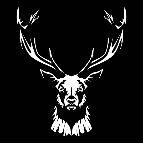 Deer head isolated on black — Stock Vector