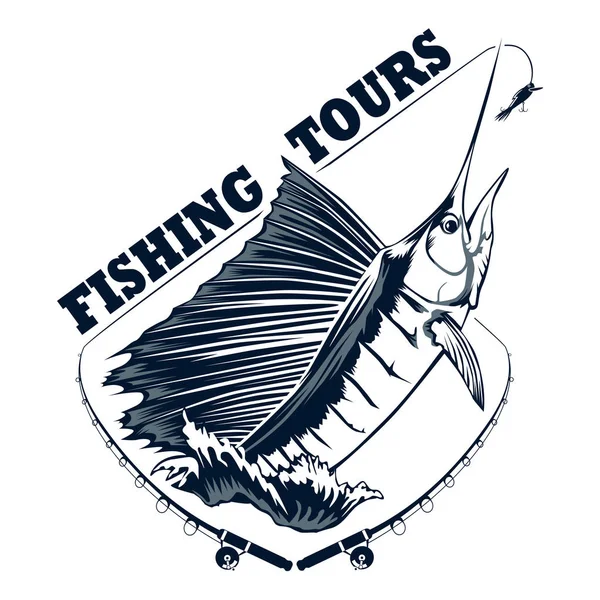 Balık tutma turları logosu mavi — Stok Vektör