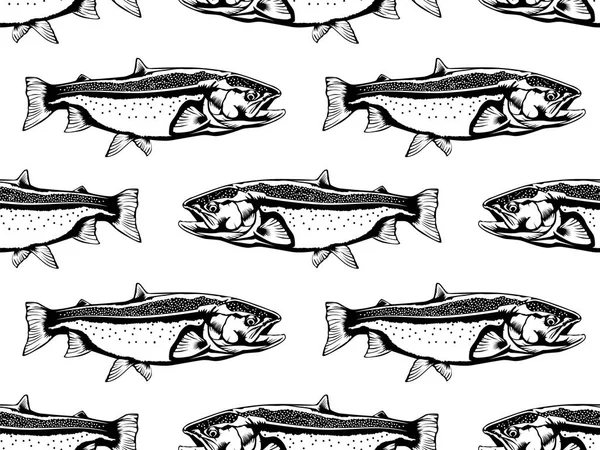 Padrão de peixe de salmão branco —  Vetores de Stock