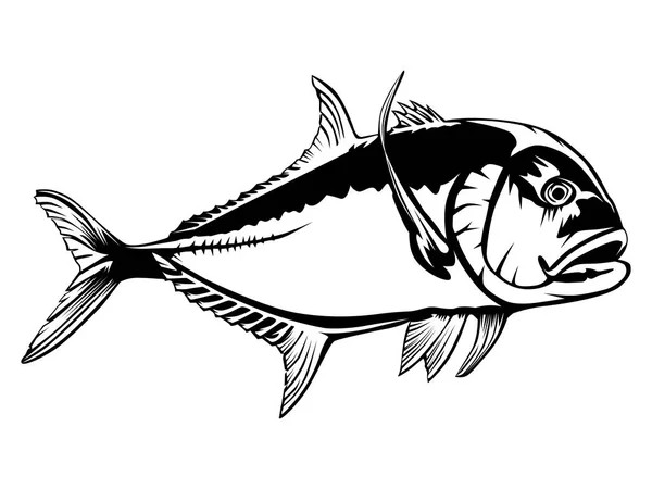 Bone fish emblem isolated — Stock Vector
