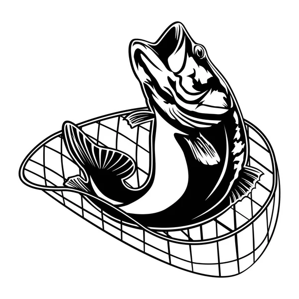 Bajo de la pesca bigmouth — Vector de stock