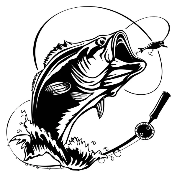 Basso di pesca bigmouth — Vettoriale Stock