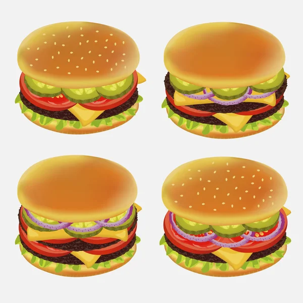 Conjunto de hambúrgueres — Vetor de Stock