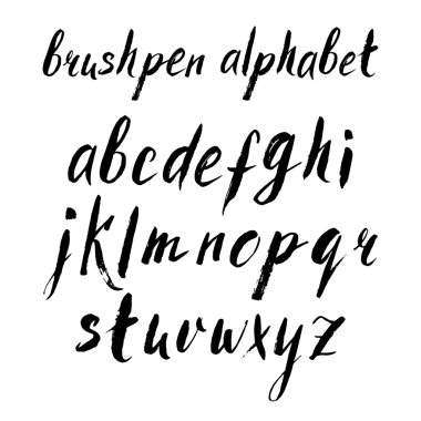 El çekilmiş brushpen alfabesi