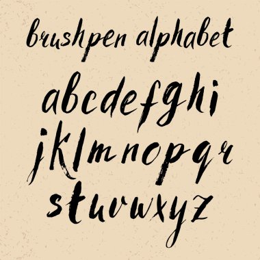 El çekilmiş brushpen alfabesi