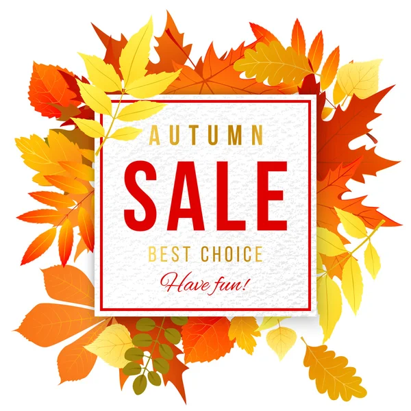 Banner de venta con hojas de otoño — Vector de stock