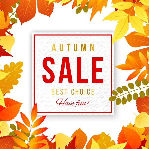 Sale banner with autumn leaves — Stock Vector