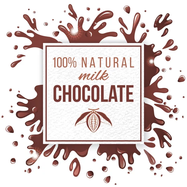 Emblema de papel com salpicos de chocolate — Vetor de Stock