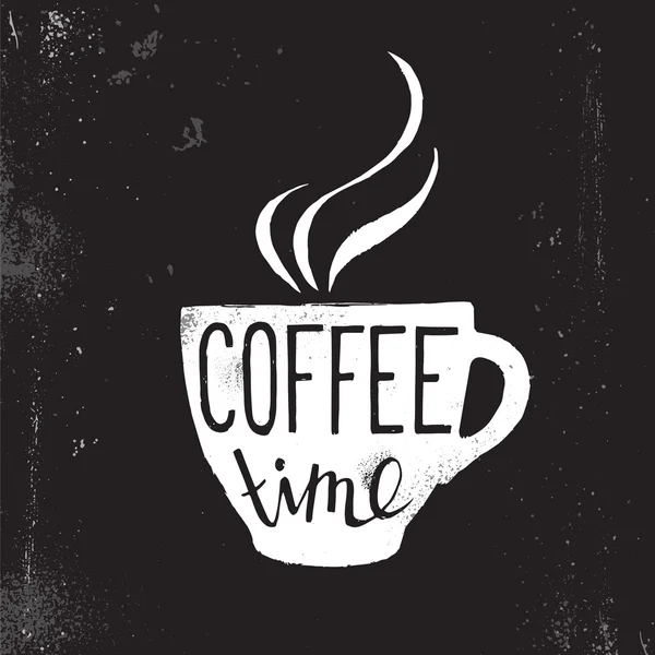 Ilustración de taza de café con letras — Vector de stock