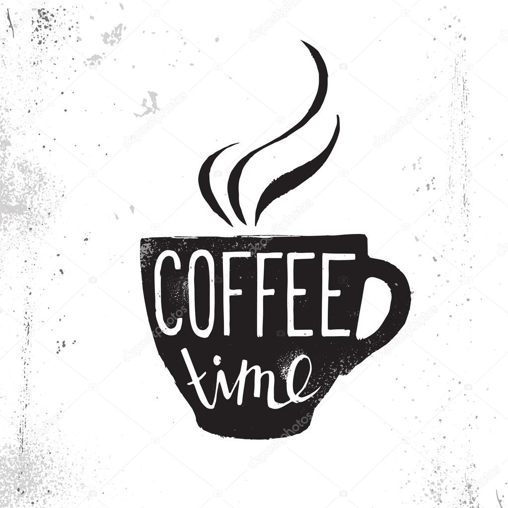 Illustration of coffee cup with lettering