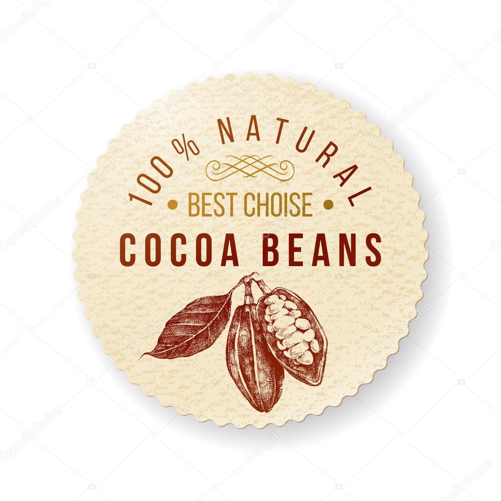 cocoa round label with type design