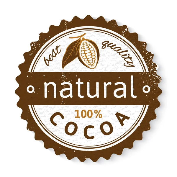 Какао круглая марка с рисунком типа — стоковый вектор