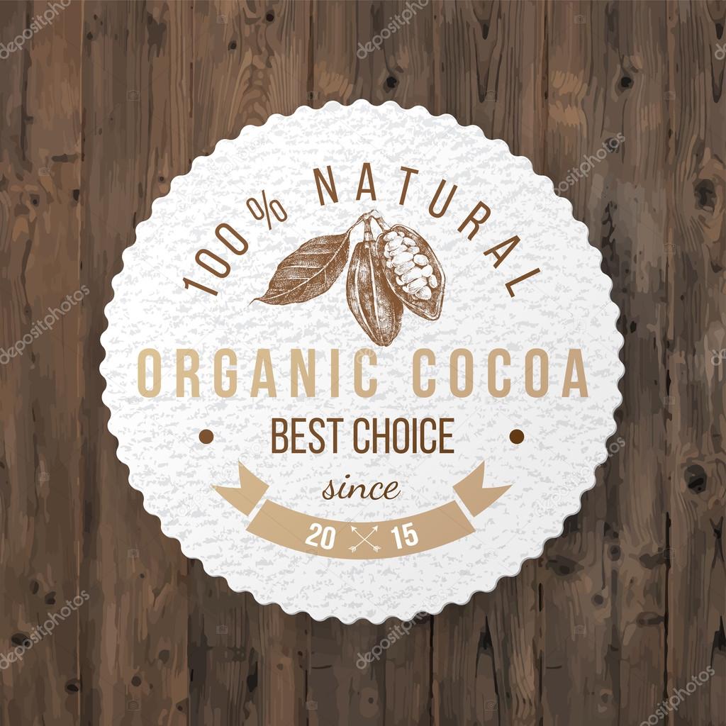 cocoa round label with type design