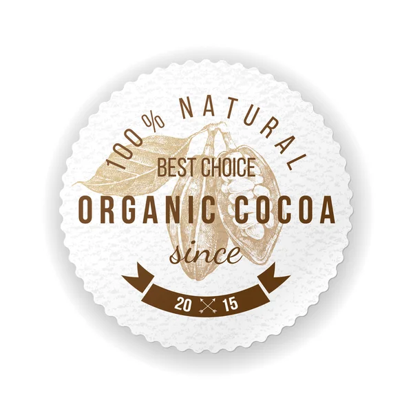 Etiqueta redonda de cacao con diseño de tipo — Vector de stock
