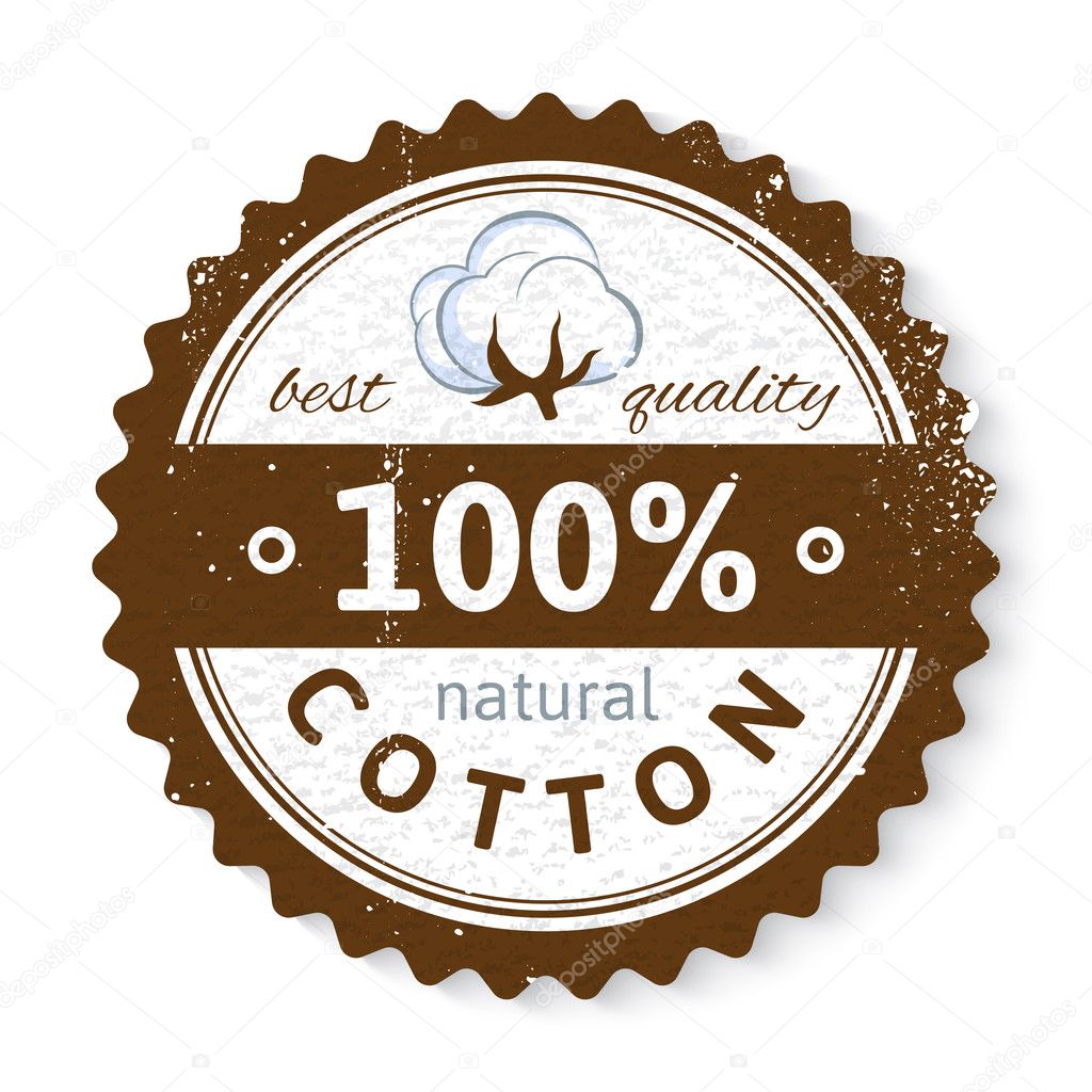 Stamp with cotton plant and text design best quality - 100 natural cotton