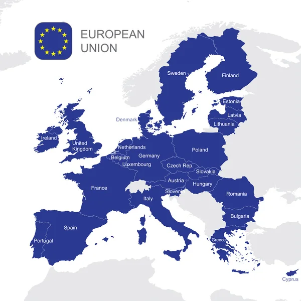 Die Karte der Europäischen Union — Stockvektor