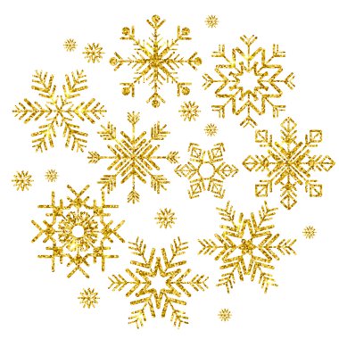 Altın kar taneleri kümesi