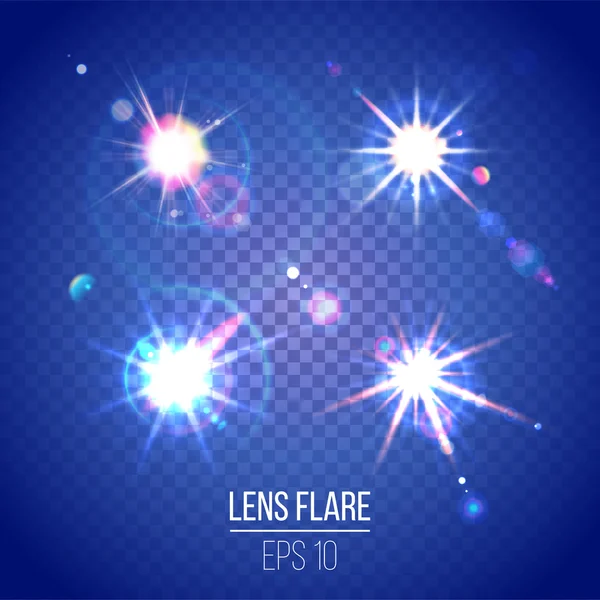 Zeer gedetailleerde lens flares set — Stockvector