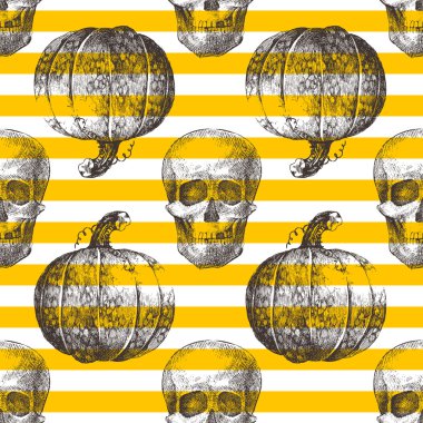 elle çizilmiş halloween seamless modeli