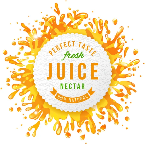 Papper emblem med juice stänk — Stock vektor