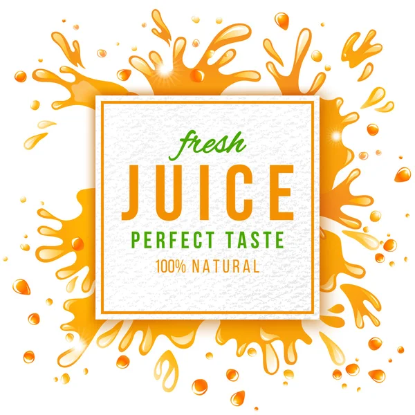 Emblema de papel con salpicaduras de jugo — Vector de stock