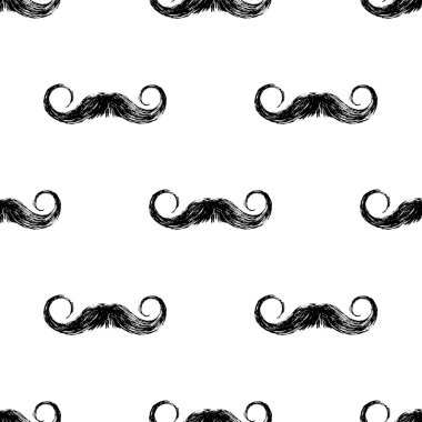 Hand drawn seamless with mustaches clipart