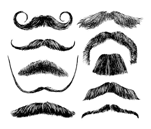 Hand drawn mustache set