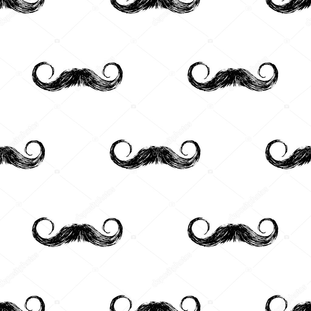 Hand drawn seamless with mustaches