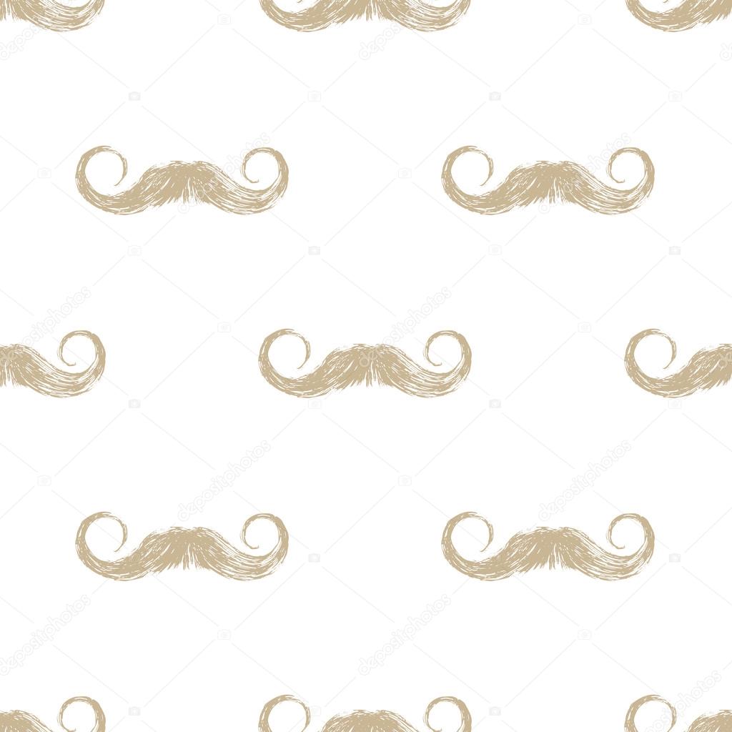 Hand drawn seamless with mustaches