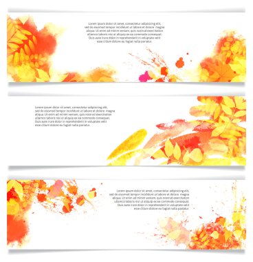Üç afiş ile sonbahar yaprakları