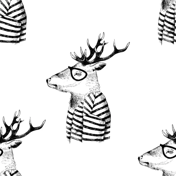 Vzor bezešvé s oblečená jelen — Stockový vektor