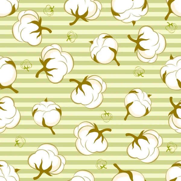 Seamless pattern with cotton plant — Stock Vector