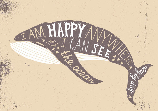 Типографический плакат с китом
