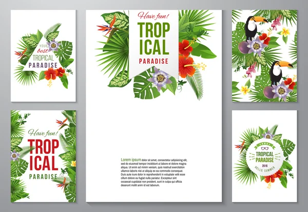 Tropikal afiş kümesi — Stok Vektör