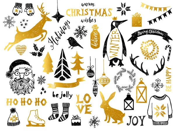 Elementos de diseño de Navidad dibujados a mano — Vector de stock