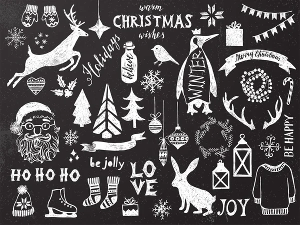 Elementos de diseño de Navidad dibujados a mano — Archivo Imágenes Vectoriales