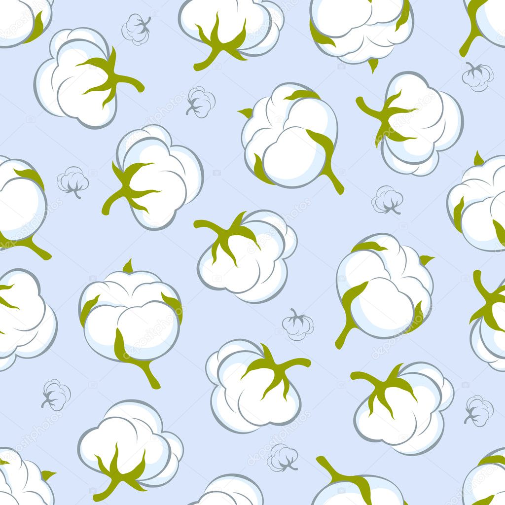seamless pattern with cotton plant