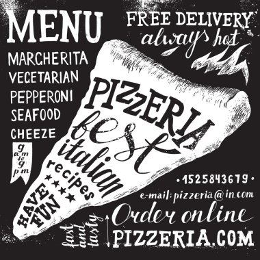 Pizzacı el çizilmiş yazı