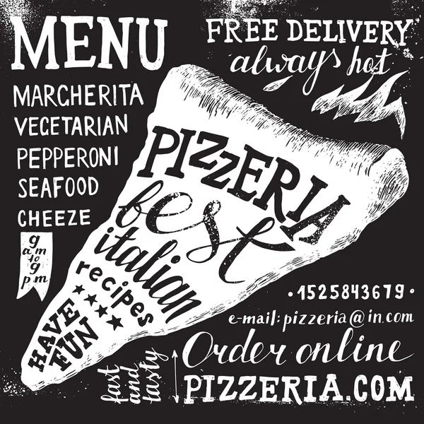 Pizzeria hand drawn lettering — Stock Vector