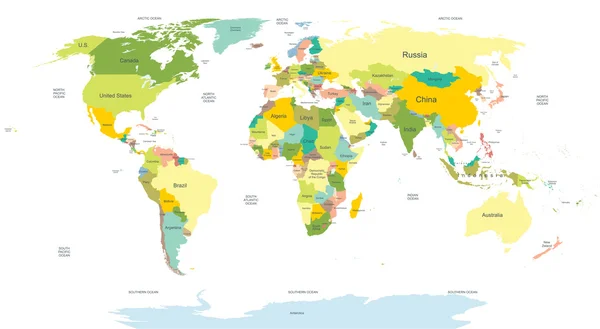 Dünya siyasi Haritası — Stok Vektör