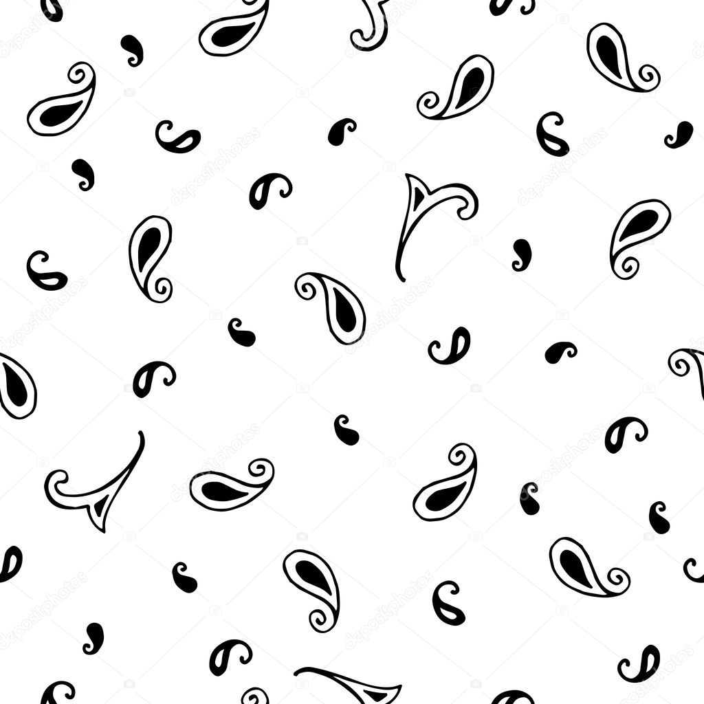 Hand drawn paisley seamless pattern