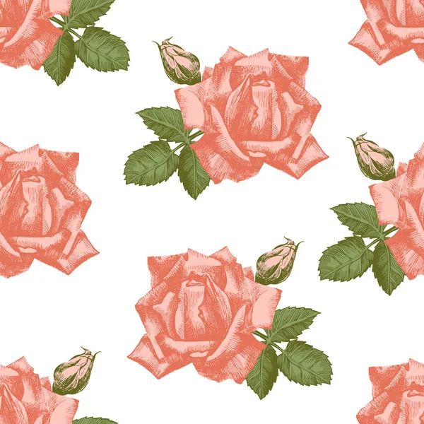 Hand drawn roses seamless — ストックベクタ