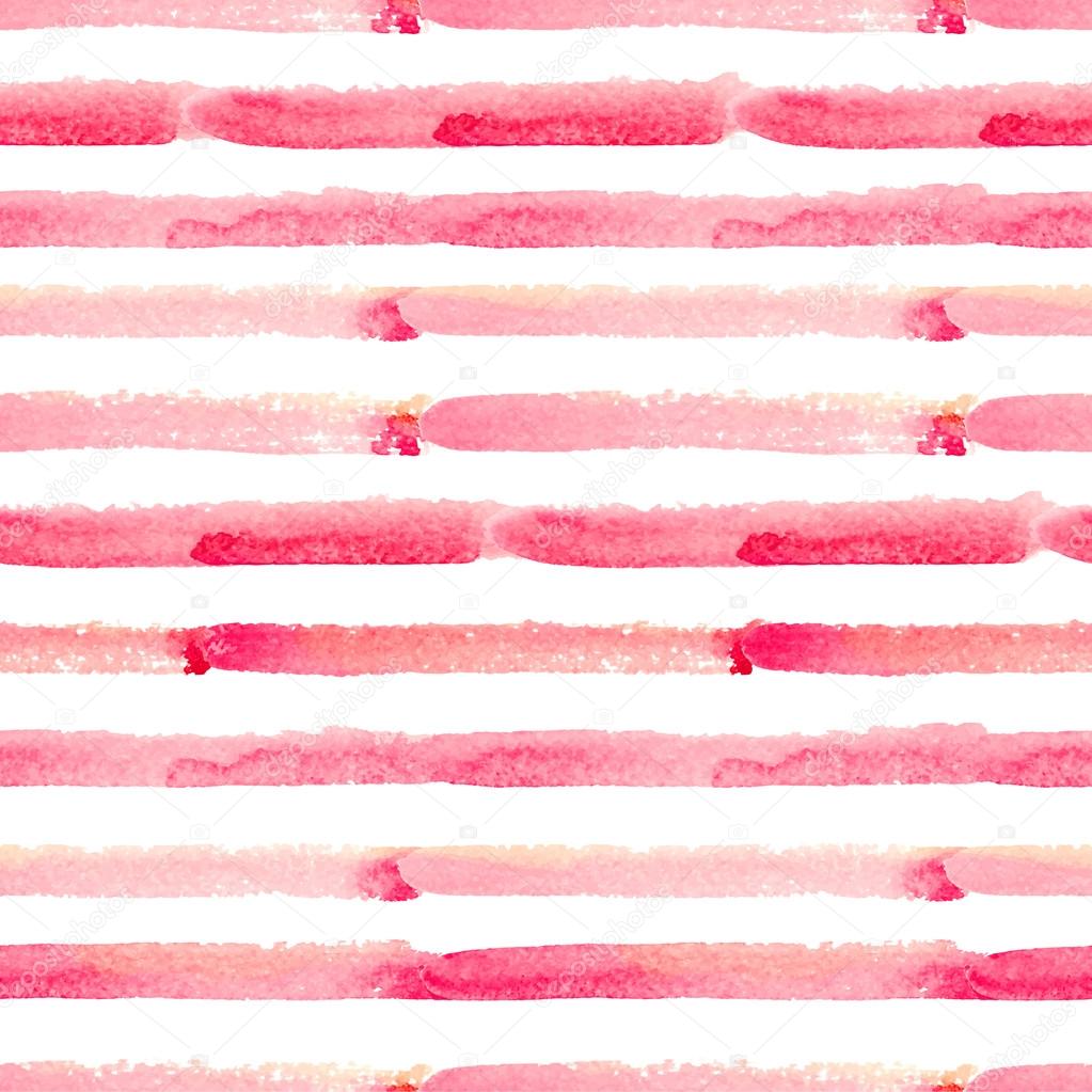 Watercolor seamless pattern with pink stripes