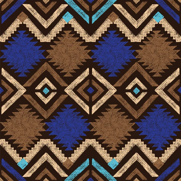 Dibujado a mano patrón tribal sin costura — Vector de stock